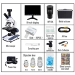black background HD Digital biological Lab Microscope led light +9-inch LCD + 5MP electronic eyepiece + USB Data line+Metal box - Image 5