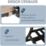 Outdoor Furniture 3 Piece Conversation Bistro Set Rocking Chairs and Glass Top Table, Thick Cushions, Black, Customized - Image 3