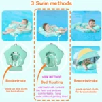 Non-Inflatable Baby Swim Float with Pearl Foam Tail for Infants Solid Water Float in Blue Sun Canopy Anti-Flip Design for Pool - Image 2