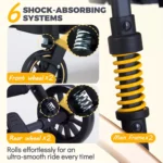 Lightweight Pet Stroller for Small Dogs and Cats with Shock Absorption, Detachable Carrier for Car Seat and Hand Carry, Black - Image 3