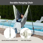 Hammock Chair Swing MAX 500 lbs Outdoor Hanging Chair with Footrest Indoor Swing Chair with Portable Steel Spreader Bar and Hard - Image 4
