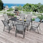Stackable 6-Piece Outdoor Dining Chairs Set with Weather-Resistant Textilene Fabric & Metal Frame for Patio, Deck, Garden - Image 4