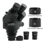 3.5X-90X Continuous Zoom Simul Focus Focal Parfocal Trinocular Stereo Microscope Head WF10X/20MM Eyepiece 0.5X 2X Barlow Lens