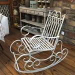 European style metal garden rocking chair, suitable for outdoor patio, yard and garden, comfortable armchair - Image 3
