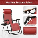 Zero Gravity Chairs Portable Folding Reclining Lounge Chairs with Adjustable Pillow and Cup Holder Trays for Outdoor Patio Beac - Image 6