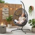 Oversized Hanging Egg Chair with Stand, Indoor Outdoor Wicker Bird Cage Swing Chair, Patio Hammock EggShaped Swinging Chair with - Image 3