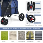 Double Pet Stroller with 2 Removable Carrying Bags, Safety Strap, 4 Lockable Wheels, Foldable Cat and Dog Stroller - Image 2