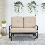 Outdoor Swing Glider Bench Patio Loveseat with Comfortable Cushions, 2Person Rocking Chair for Porch, Balcony, Garden, Poolside - Image 4