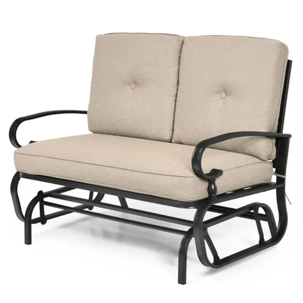Outdoor Swing Glider Bench Patio Loveseat with Comfortable Cushions, 2Person Rocking Chair for Porch, Balcony, Garden, Poolside