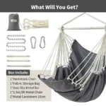 Hammock Chair Swing MAX 500 lbs Outdoor Hanging Chair with Footrest Indoor Swing Chair with Portable Steel Spreader Bar and Hard - Image 5