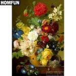 HOMFUN Full Square/Round Drill 5D DIY Diamond Painting "Colored flowers" Embroidery Cross Stitch 5D Home Decor Gift A04078