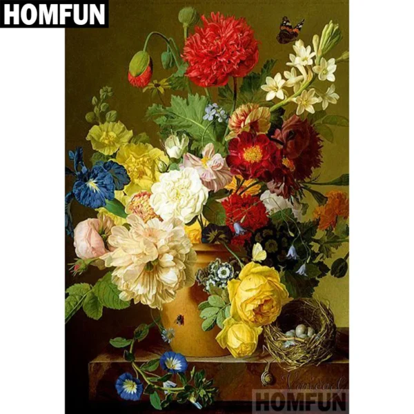 HOMFUN Full Square/Round Drill 5D DIY Diamond Painting "Colored flowers" Embroidery Cross Stitch 5D Home Decor Gift A04078