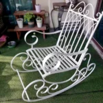European style metal garden rocking chair, suitable for outdoor patio, yard and garden, comfortable armchair - Image 2