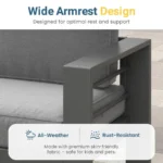 Aluminum Outdoor Patio Furniture Set, 5 Seats Patio Sectional Sofa with 5 Thick Cushion, Outdoor Patio Set with Coffee Table fo - Image 2