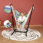 Double Hammock Chair with Stand, Outdoor Swing Seat, Indoor-Outdoor Porch Furniture, Adjustable, Supports Up to 400 lbs - Image 6
