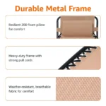 Outdoor Textilene Adjustable Zero Gravity Folding Reclining Lounge Chair Set with Cup Holder, Side Table, Headrest, WeatherResis - Image 6