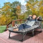 Adjustable 4-Position Camping Cot, 500lbs, Folding Chaise with Pillow, Outdoor Portable Furniture for Adults, Cot Bed for Campin - Image 2