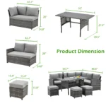 Patio Furniture Sets 7-Pieces Outdoor Sectional Sofa Rattan Wicker Sofa W/ Table - Image 5