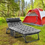 Adjustable 4-Position Camping Cot, 500lbs, Folding Chaise with Pillow, Outdoor Portable Furniture for Adults, Cot Bed for Campin - Image 6
