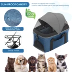 Foldable 4-Wheel Pet Stroller for Small to Medium Dogs And Cats with Detachable Carrier 2-in-1 Easy Lock Canopy - Image 2
