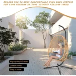 Hanging Egg Chair with Stand & Cushions - All-Weather Rattan Swing Chair for Patio, Balcony, Garden - Image 5