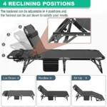 Adjustable 4-Position Camping Cot, 500lbs, Folding Chaise with Pillow, Outdoor Portable Furniture for Adults, Cot Bed for Campin - Image 4
