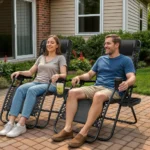 Portable Zero Gravity Recliner Chair with Cup Holder and Side Tray, Ideal for Outdoor, Patio, Beach, and Backyard, Black - Image 4
