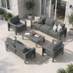Aluminum Patio Furniture Set for All Weather, Oversized Metal Outdoor Furniture Set with 27.5 Deep Seating and 3.2 Wide Armrest